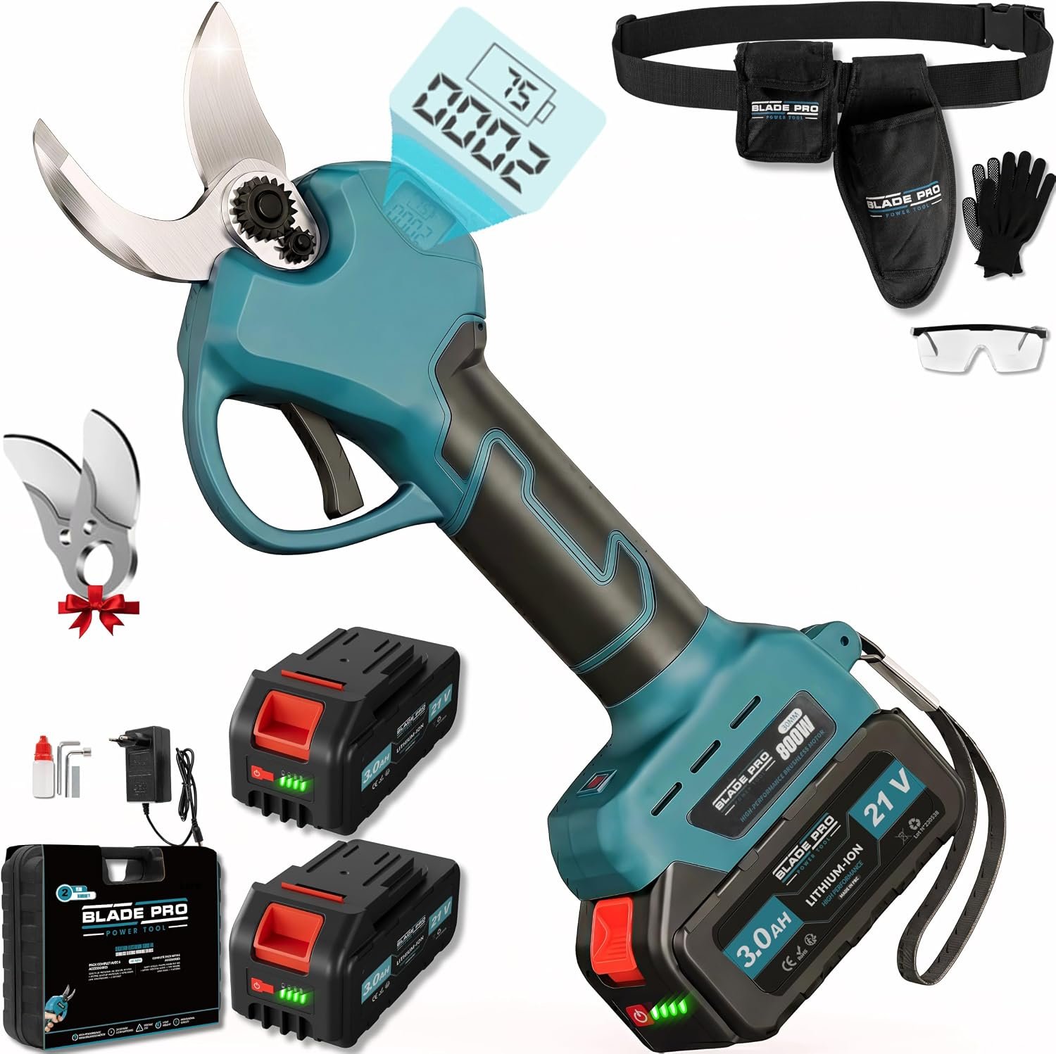 Intiplus 15cm Heavy-Duty Cordless Electric Secateurs / Pruner (30mm Cut)