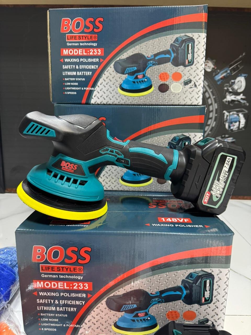 Boss 148V Pepisky Cordless Car Polisher (7-Speed Adjustable)