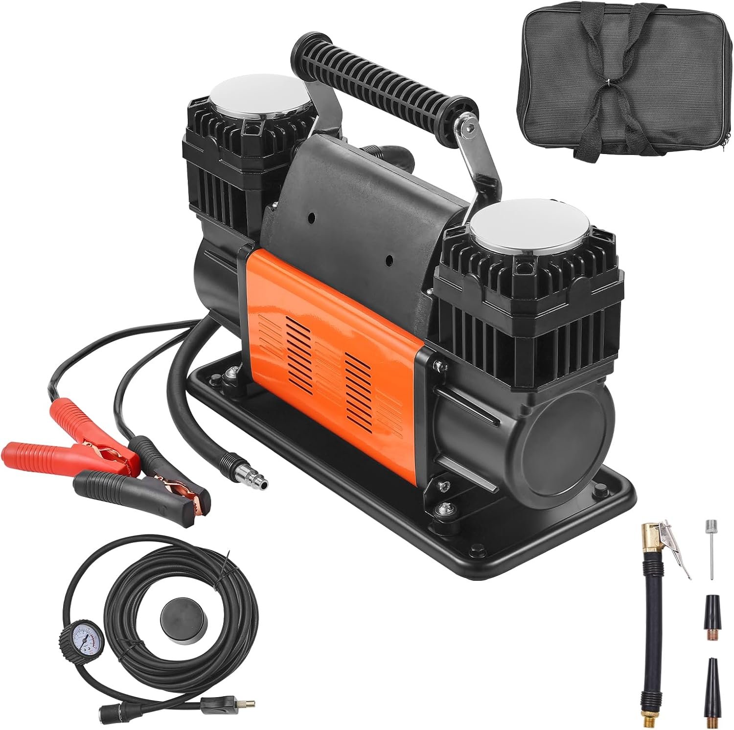 12V DC Dual-Cylinder Heavy-Duty Portable Air Compressor